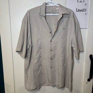 Bamboo Cay Mens Large Embroidered Palm Tree‎ Hawaiian Camp Shirt Beach Resort